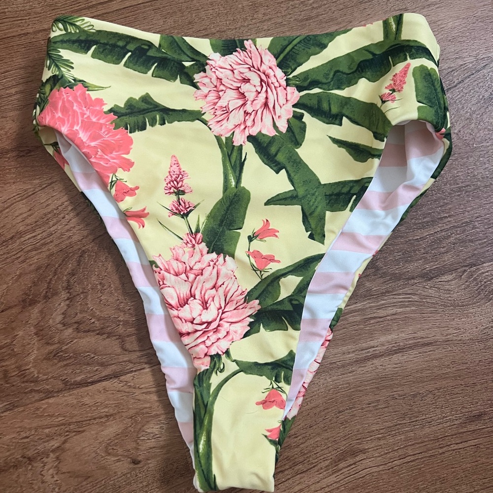 Tropical Floral High-Waisted Bikini Bottom